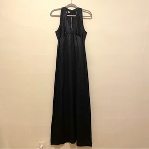 True vintage black satin formal dress